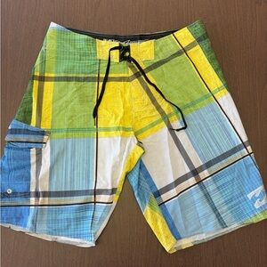Billabong Men's Zero Gravity Swim Trunks - Green, Yellow, Blue